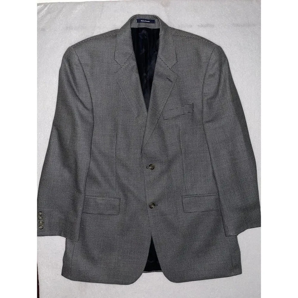 Ralph‎ Ralph Lauren Jacket 42L Gray Blue Black Check Silk/Wool Blazer Sport Coat - Picture 1 of 7